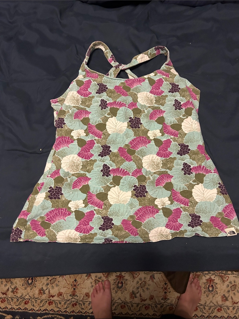 The North Face Floral Racerback Tank in Mint, Pink & Olive